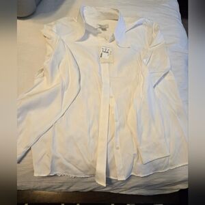 Christopher And Banks White Long Sleeve Button-Down Shirt Size Small